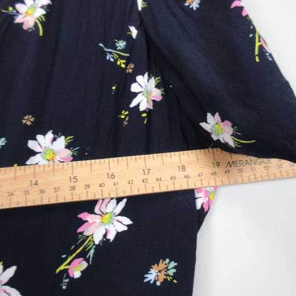 GAP Women's Navy Floral Print Button Front Midi Dress Size 12 - Picture 8 of 13